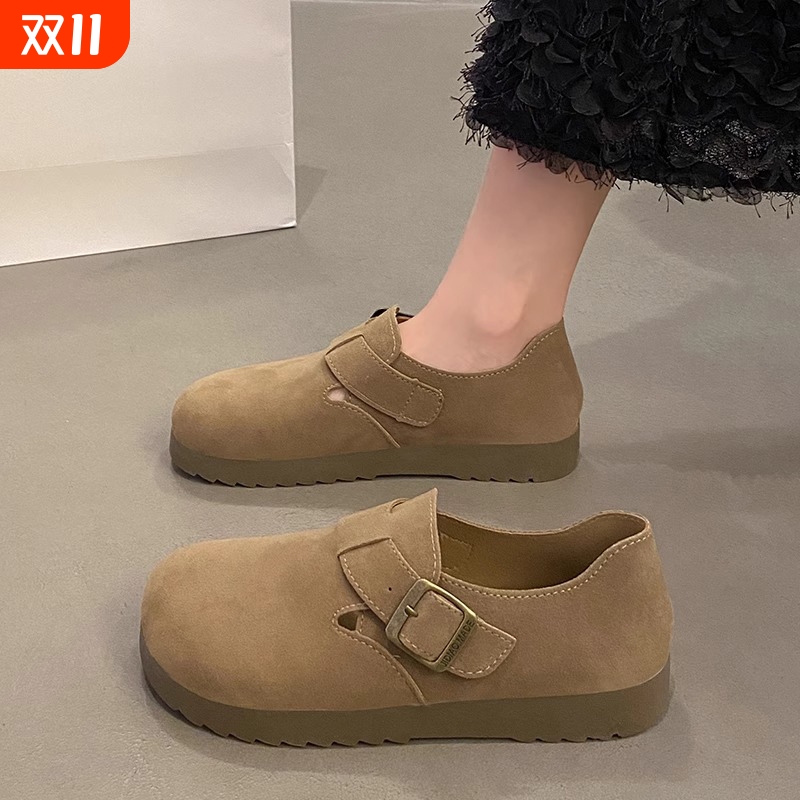 厚底全包勃肯鞋女2025新款春夏秋一脚蹬单鞋美拉德丑萌博肯豆豆鞋