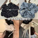复古小碎花灯芯绒大肠发圈头绳皮筋女扎头发饰品飘带 韩系博主同款