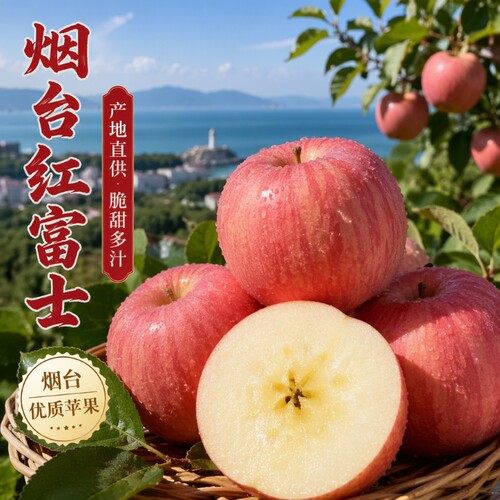 正宗山东烟台红富士苹果新鲜脆甜
