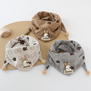 宝宝围巾秋冬季 婴儿小兔子三角巾春秋天男童女孩保暖防风围脖 韩版