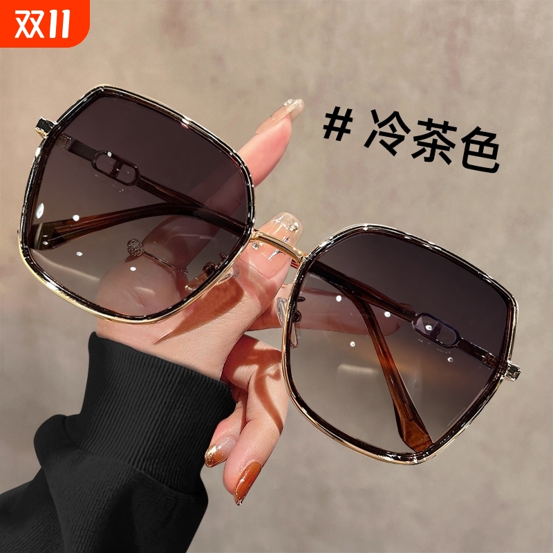 墨镜太阳镜女款2025新款防紫外线大框偏光方圆脸显瘦闪粉设计防晒