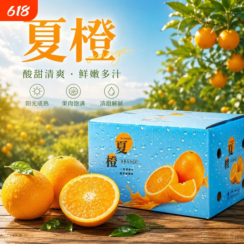 现摘现发应季湖北秭归夏橙精品礼盒装榨汁丑橙酸甜多汁孕妇水果
