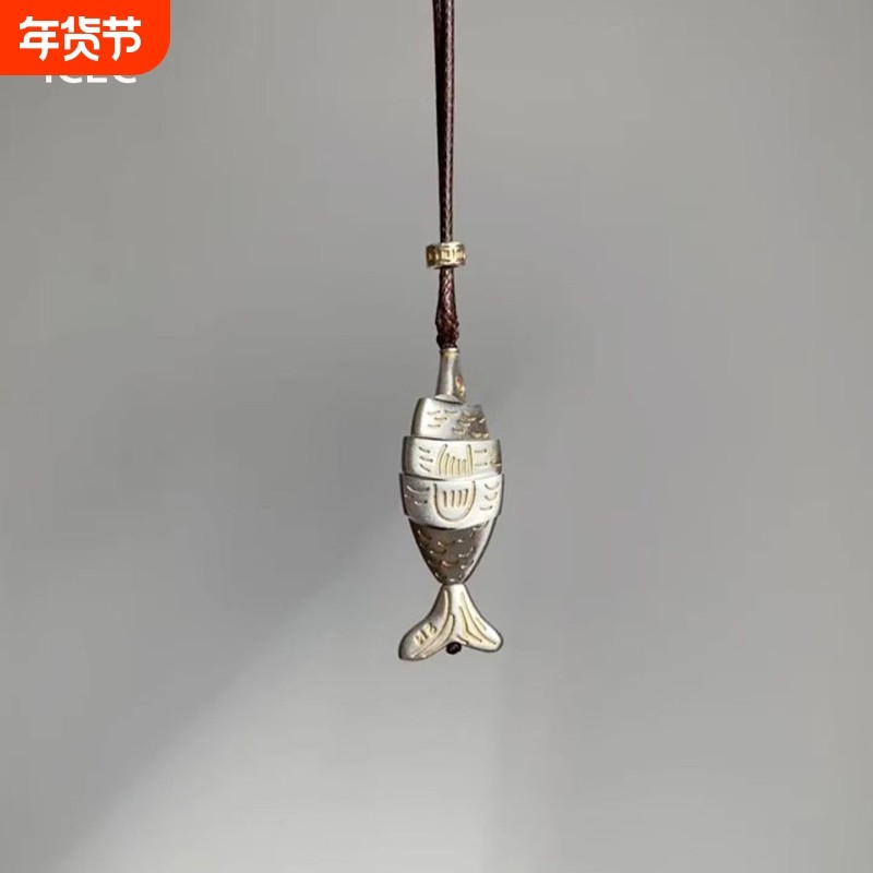 冷淡风拼接小鱼吊坠项链中古vinage小众设计感精致轻奢秋冬毛衣