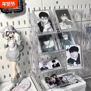 吧唧展示架谷子收纳盒亚克力桌面透明摆台卡牌卡片徽章陈列置物架