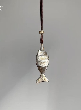 冷淡风拼接小鱼吊坠项链中古vinage小众设计感精致轻奢秋冬毛衣链