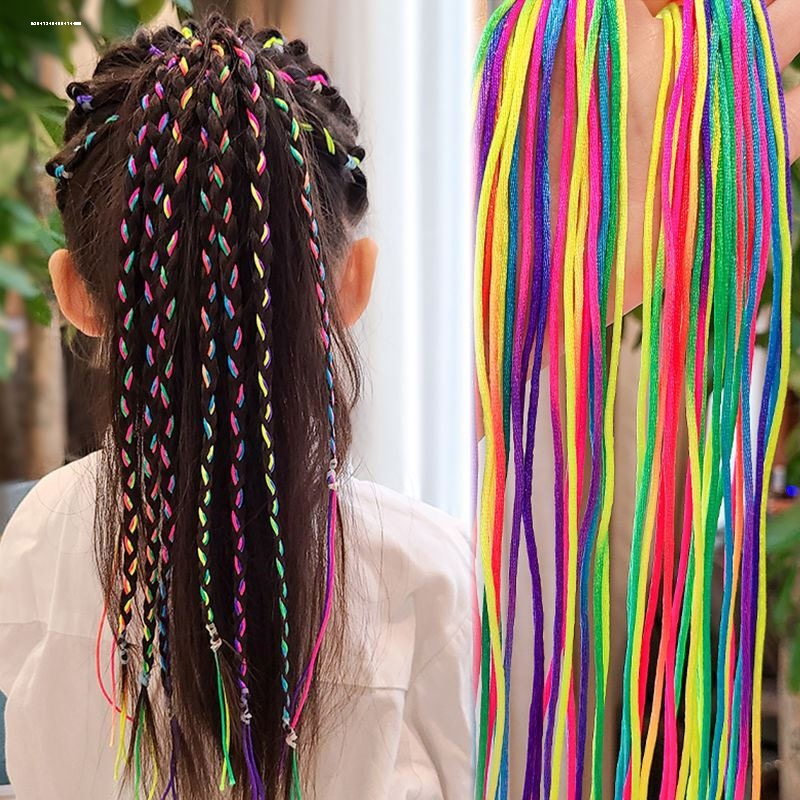 新款网红细款彩绳编发头绳七彩