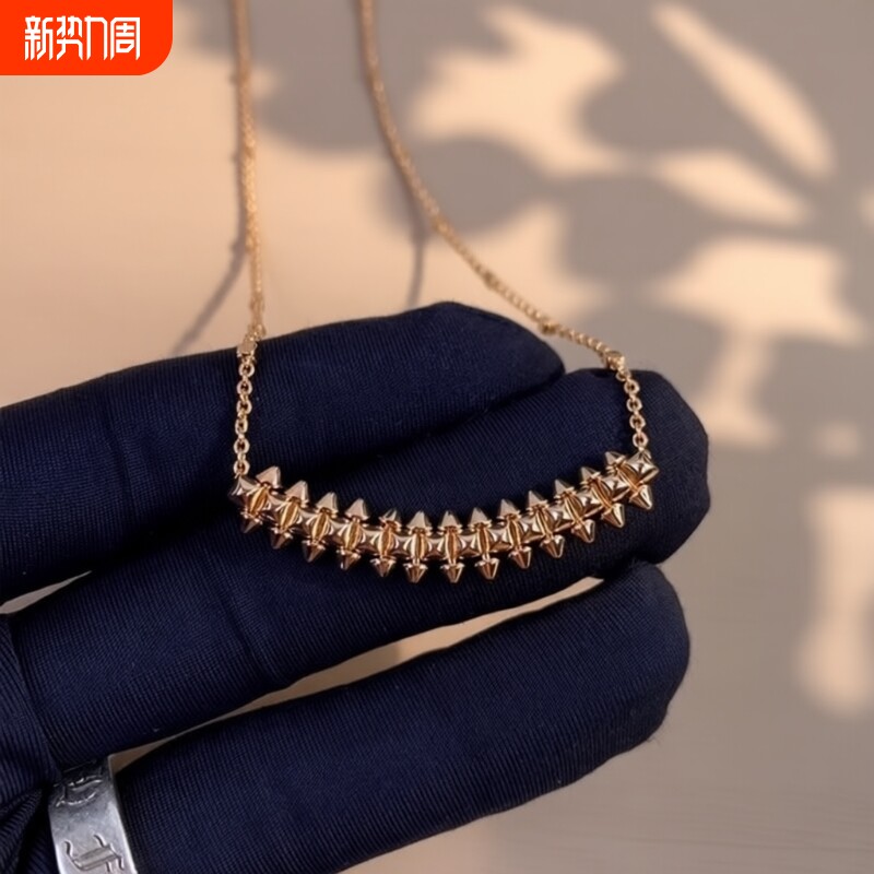 高货铆钉钉子项链女轻奢小众设计高级感子弹头锁骨链金色玫瑰金