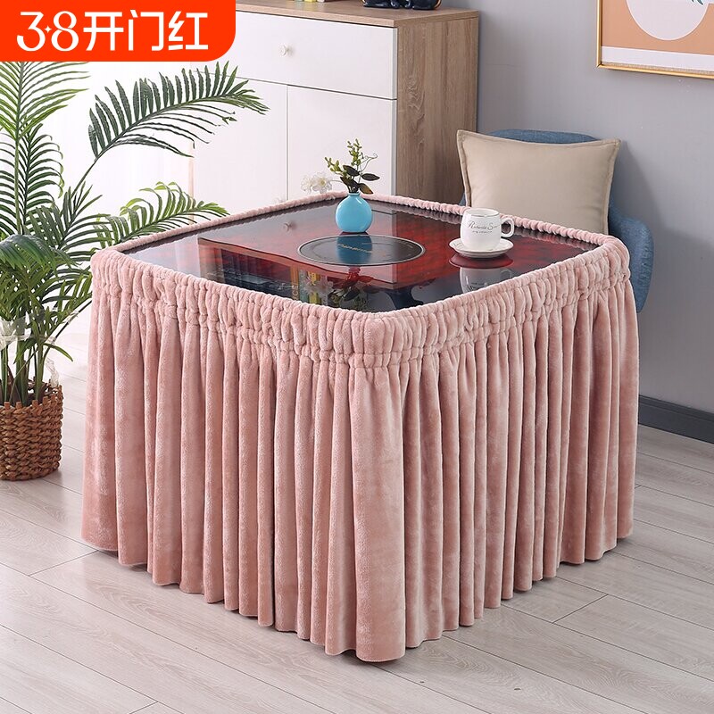 双面绒烤火桌罩套烤火罩正方形麻将机取暖桌电炉罩长方形加厚圆桌