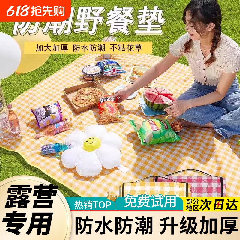 春游户外野餐垫防潮垫可折叠款便携式沙滩垫帐篷露营草坪野营地垫