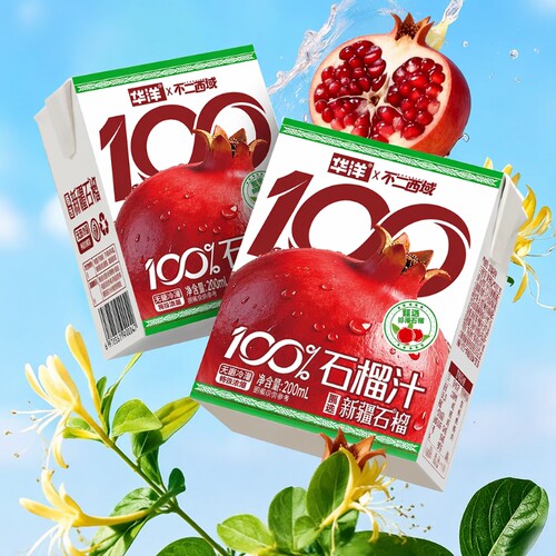 华洋100%石榴汁200ml*12盒整箱