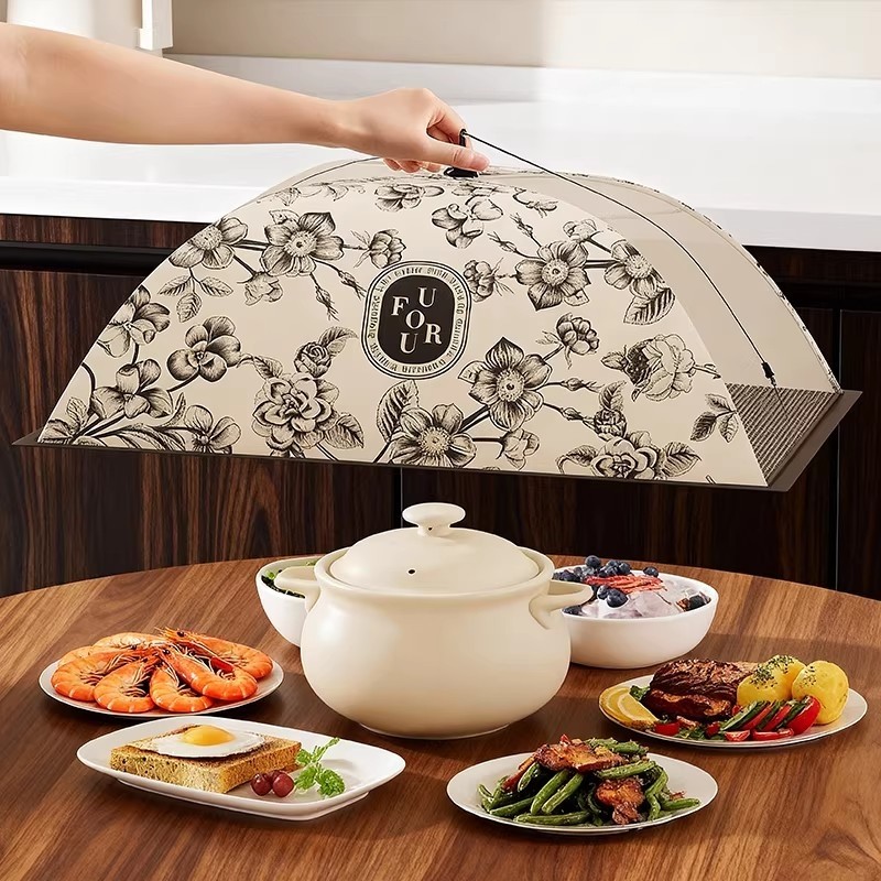 菜罩2025新款家用餐桌菜盖罩剩菜多层收纳架防尘防虫可折叠