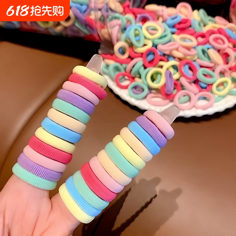 儿童彩色粗头绳皮筋女孩扎头发高弹力耐用高马尾发绳不伤发圈女生