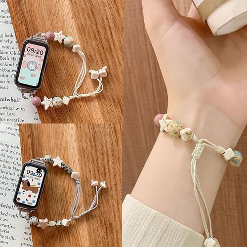 适用华为手环10/9/8表带串珠腕带星星串珠通用NFC荣耀手环9/10替换手表带ins风创意个性男女款高级感夏天