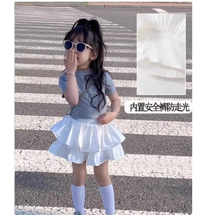 儿童百褶蛋糕裙2025春夏新款女童白色半身短裙宝宝蓬蓬裙公主裙裤