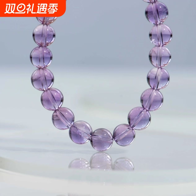 爆款仿天空紫水晶圆珠手链手串玻利维亚之境全净体淡紫色三圈