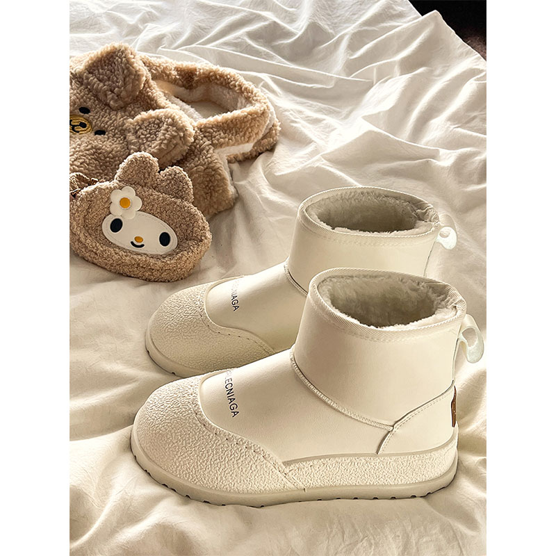 东北防寒白色雪地靴女冬季2025新款加绒加厚保暖皮毛一体面包棉鞋