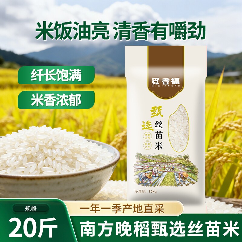 2025年大米猫牙米新米20斤丝苗长粒香米当季晚稻正宗5kg油粘