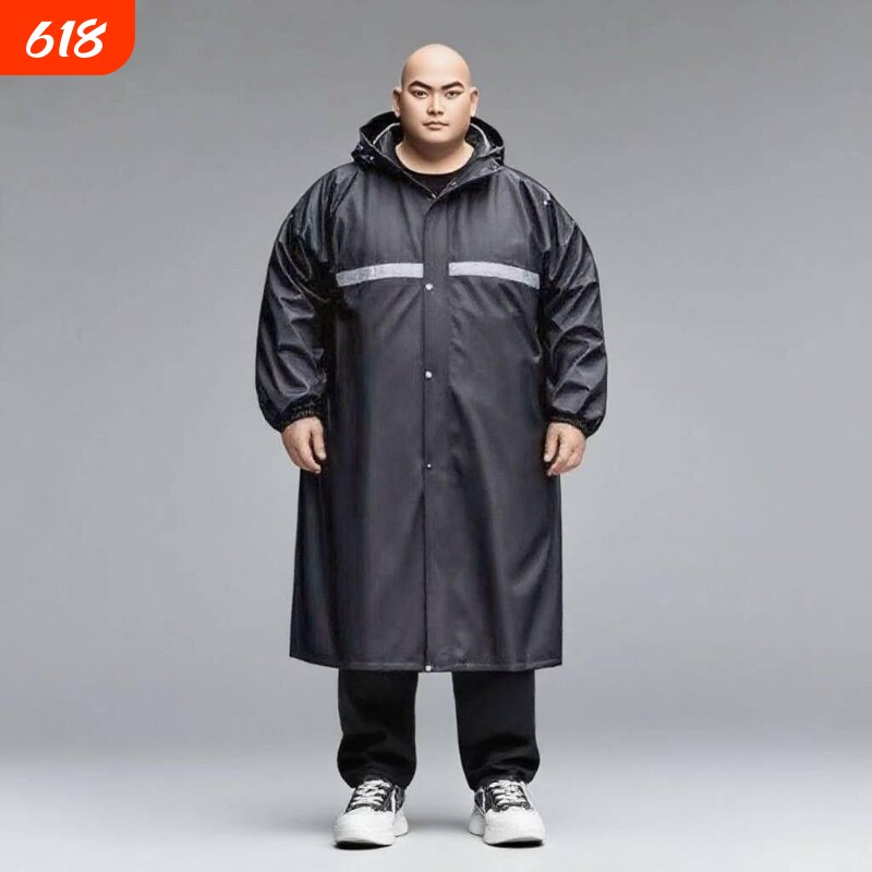 胖人雨衣加大加肥加宽风衣式长款大号特大宽松雨衣反光条