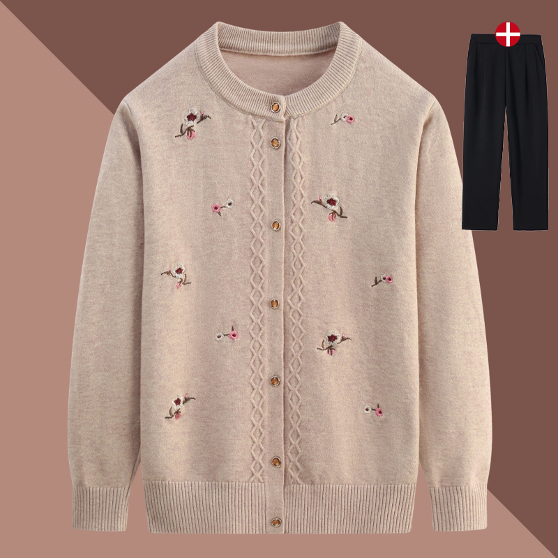 妈妈秋冬针织开衫外套老太太上衣