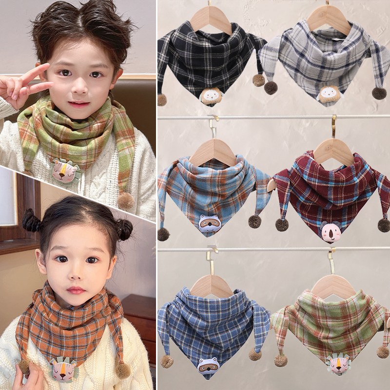 儿童围巾秋冬新款脖套男女童保暖围脖婴儿宝宝防风三角巾红色灰色