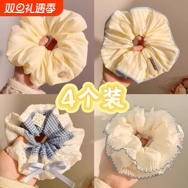 奶油超大法式大肠气质云朵简约发圈高级丸子头饰复古发绳头绳发饰