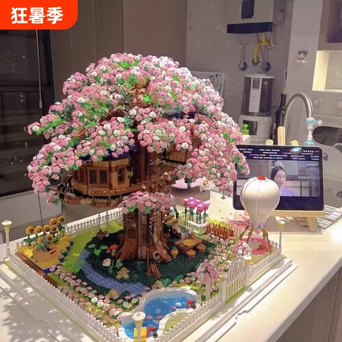【树屋积木】樱花盆栽摆件