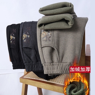 中老年裤子女春秋冬装加绒加厚休闲裤婆婆奶奶直筒裤妈妈保暖长裤