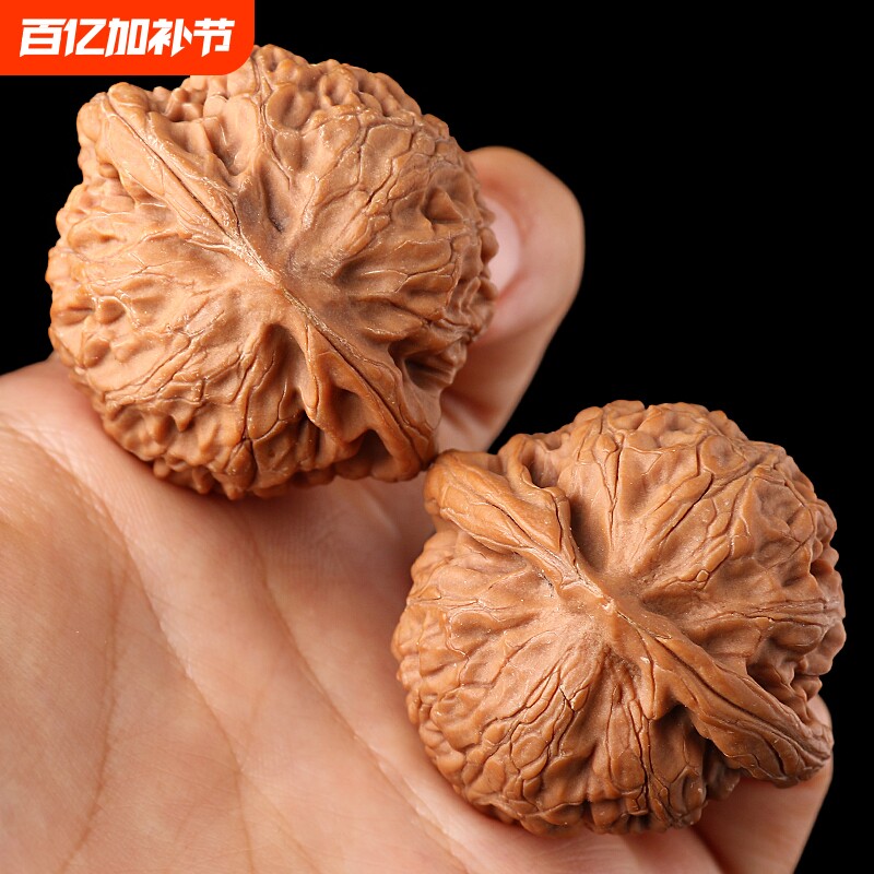 文玩核桃涞水宫灯玉玺狮子头上手盘捻红男女随身把件野生桃核包浆