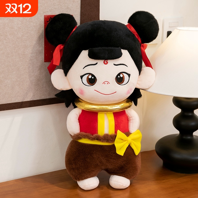 新款可爱哪吒闹海哪吒毛绒玩具娃娃女童玩偶男童哪吒公仔高颜值