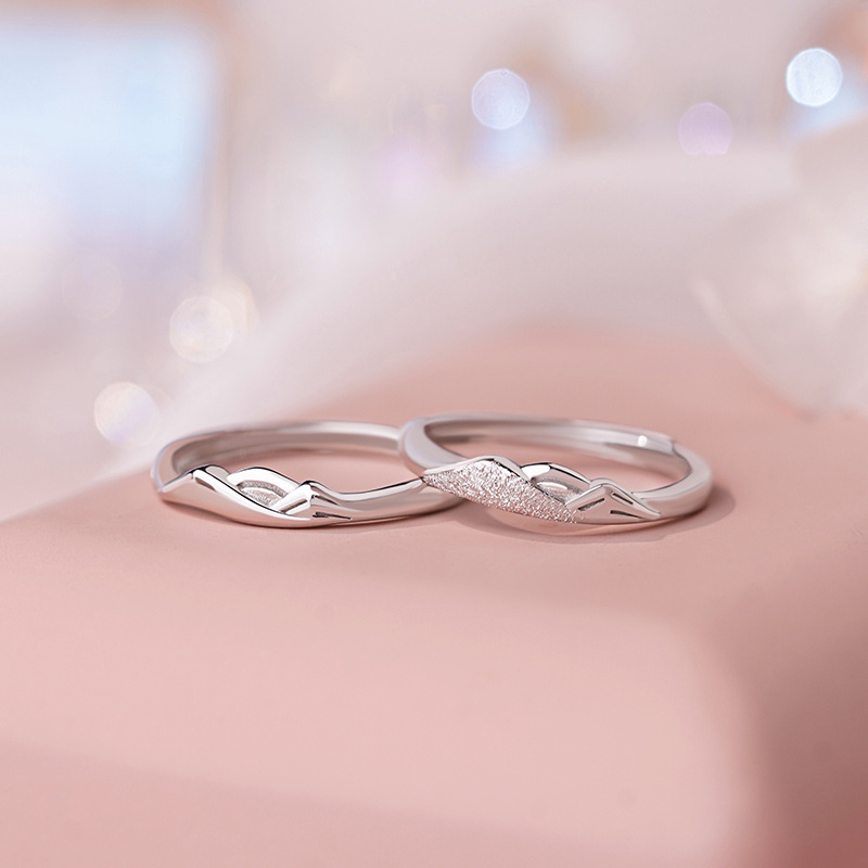 999纯银情侣戒指男女对戒