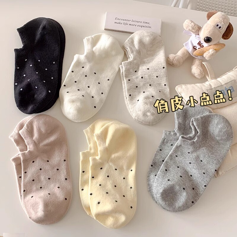 波点袜子女款可爱夏薄款浅口隐形船袜防滑不掉跟透气吸汗防臭短袜