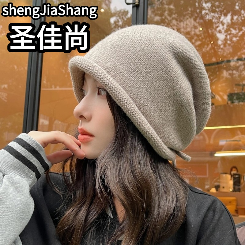 情侣包头帽针织帽秋冬毛线堆堆帽