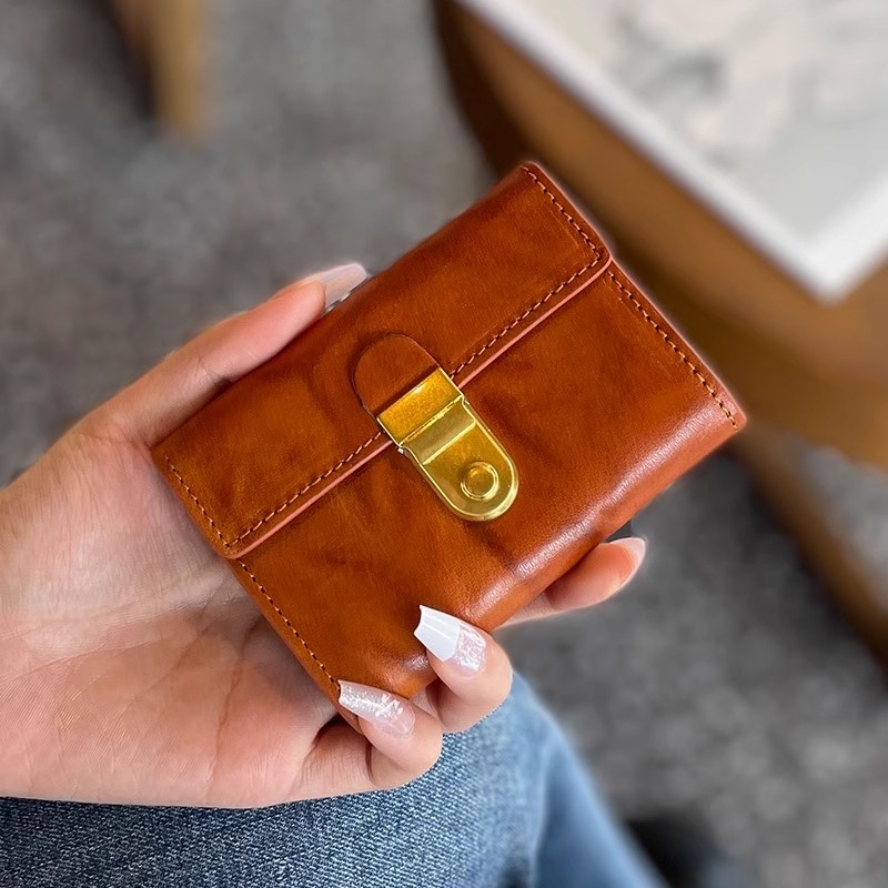 复古大容量风琴卡包皮质新款银行卡夹女士油蜡皮多卡位精致零钱包
