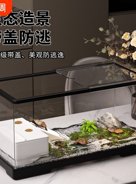 乌龟缸家用小型乌龟饲养缸爬台亚克力生态可排水鱼缸底部养龟豪华