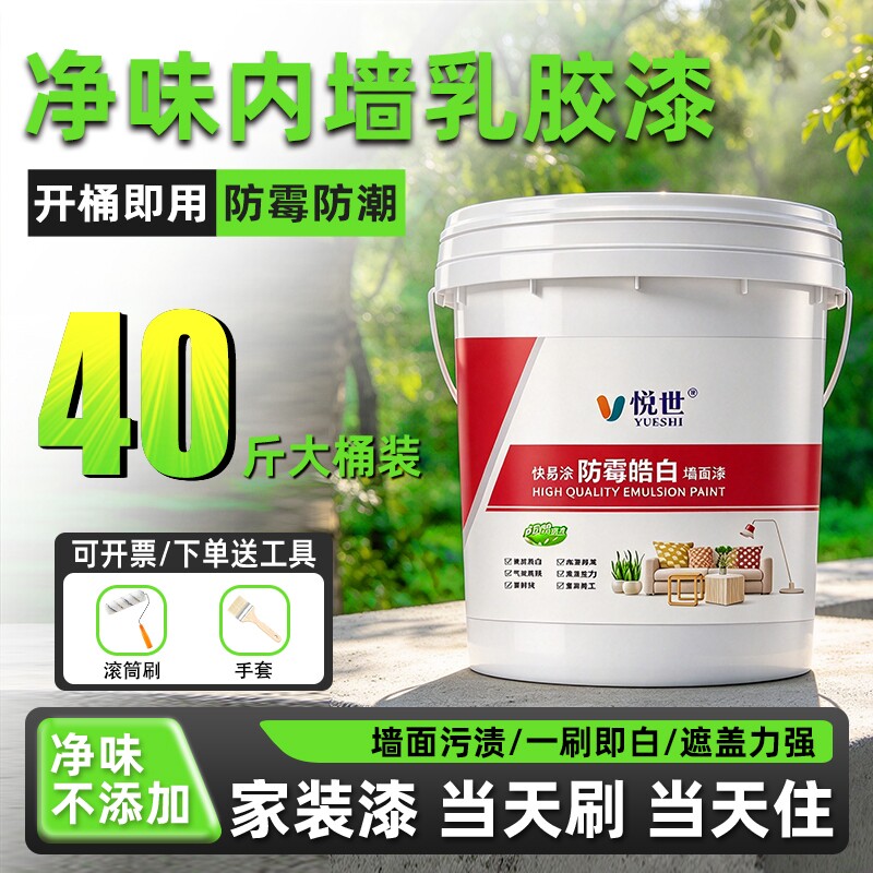 乳胶漆室内自刷涂料内墙白色无甲醛油漆环保墙漆家用墙面防霉净味