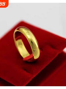 钛钢仿真古法金色戒指结婚款