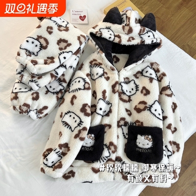 珊瑚绒睡衣女冬季加厚保暖家居服