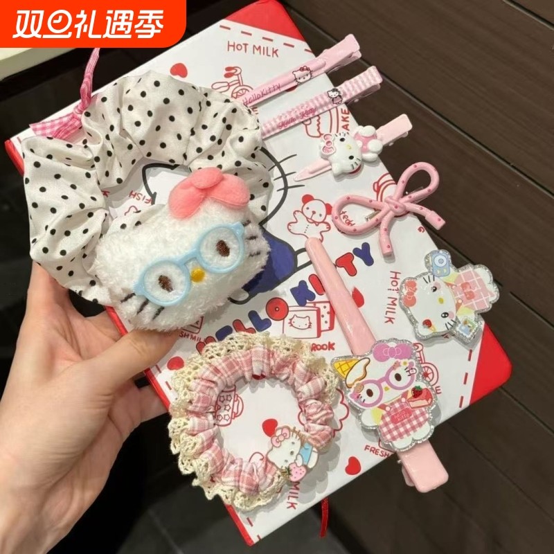 新款领结可爱喵咪ins鸭嘴夹少女卡通刘海头饰发饰猫咪动物高弹