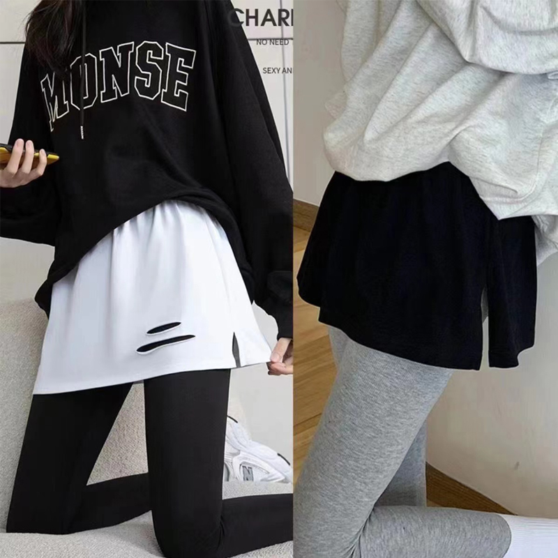 纯棉小屁帘T恤卫衣打底内搭神器秋冬季假两件下摆遮屁股半身裙女