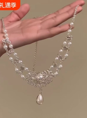 超闪锆石珍珠项链choker轻奢小众高级感满钻项链女新款爆款锁骨链