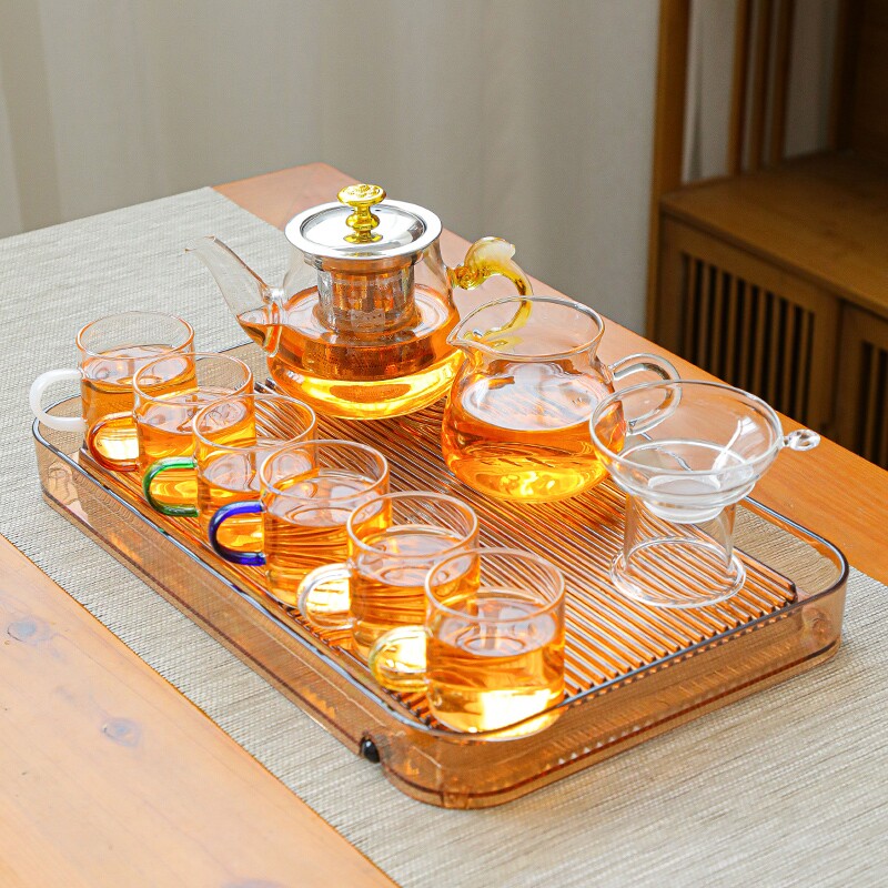 耐热玻璃功夫茶具套装小茶杯透明玻璃杯家用办公室小号加厚花茶杯