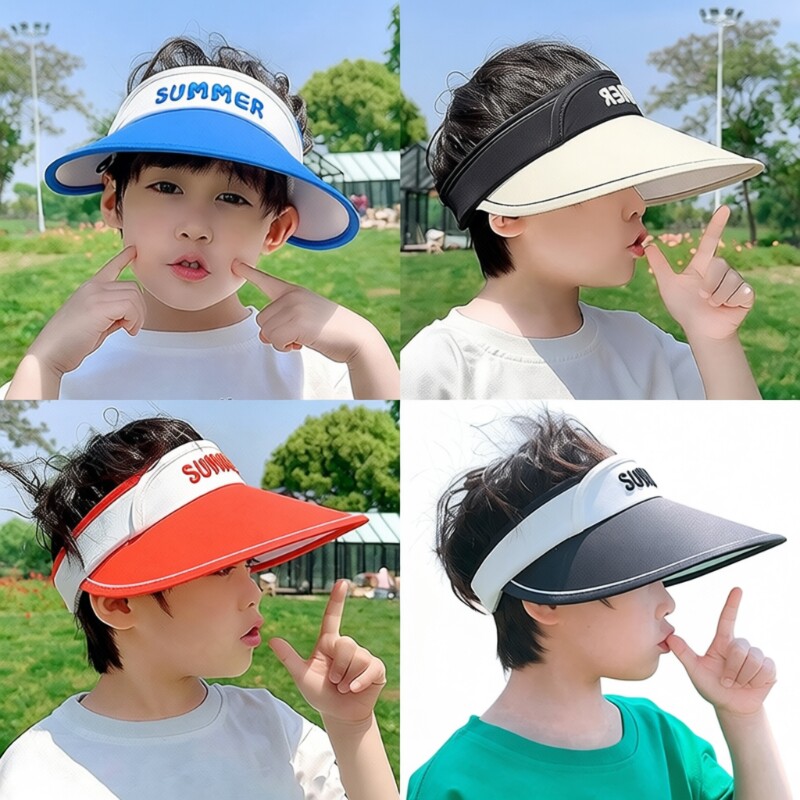 儿童帽子夏季太阳帽男童空顶帽宝宝女孩遮阳防晒防紫外线可折叠