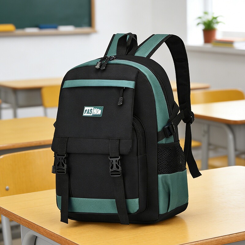 新款小学生书包男双肩包大容量四五六年级初中轻便帆布黑色出游
