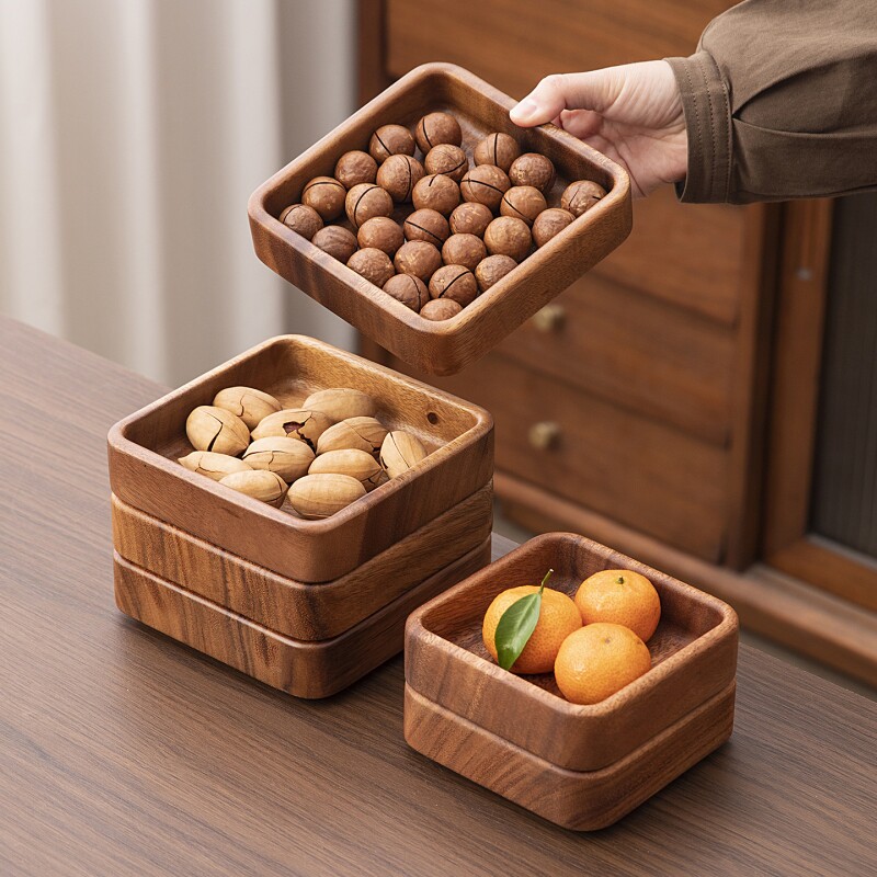胡桃木水果盘零食摆放盘实木果盘托盘方形木质茶点坚果瓜子盘收纳
