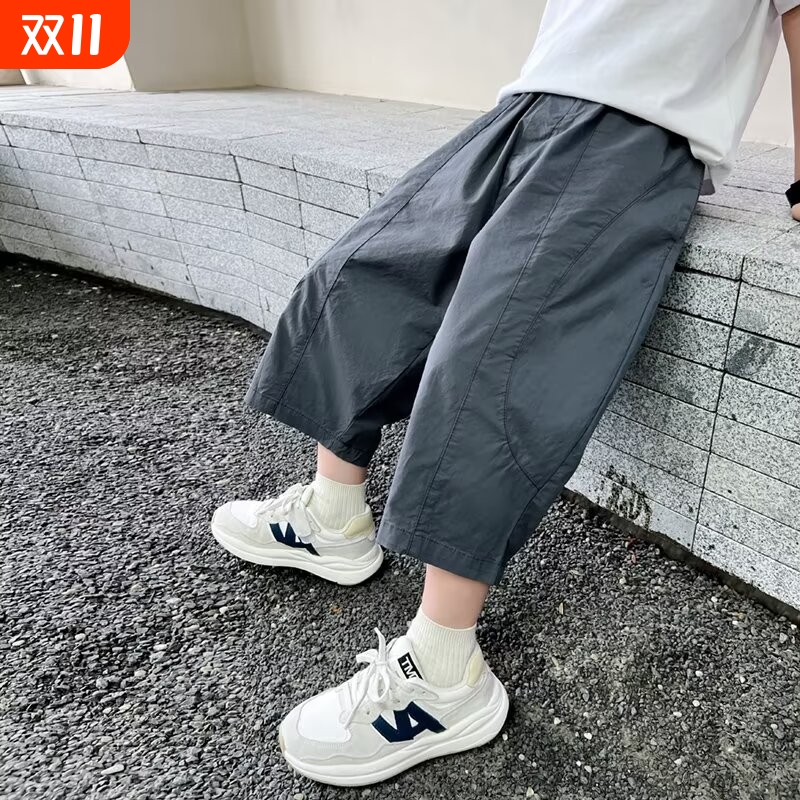 痞帅男童裤子夏季休闲短裤潮酷帅气儿童炸街裤宽松七分裤时髦夏装