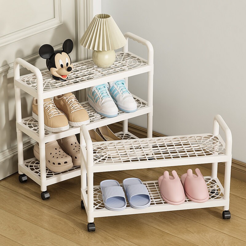 简易宿舍鞋架小型鞋架子鞋子可移动多层桌下鞋柜学生收纳神器带轮
