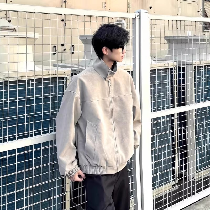 美式潮牌立领哈灵顿PU皮夹克男士款秋季痞帅休闲机车皮衣外套防风