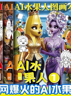 AI水果人漫画入门手绘描摹本动漫人物线稿儿童描画绘画画画基础自学教程素描临摹卡通简笔画画册画本马克笔