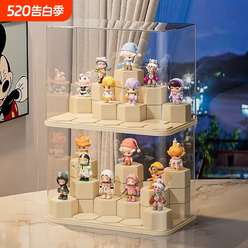 盲盒收纳展示架亚克力泡泡玛特娃娃玩偶小摆件积木透明手办展示柜