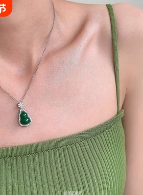 新中式绿色葫芦项链女2025高级感锁骨颈链轻奢小众设计配饰毛衣